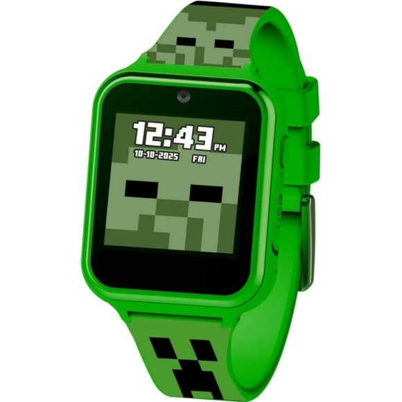Minecraft Kids NIB Green Touch Screen Interactive Rechargeable Smart Watch 42mm - Picture 4 of 7